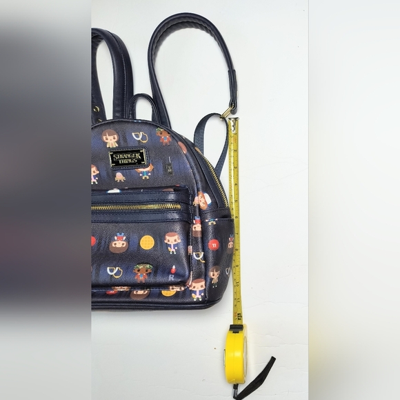 Loungefly Navy Blue and Gold Stranger Things Cartoon Characters Backpack - Picture 5 of 8